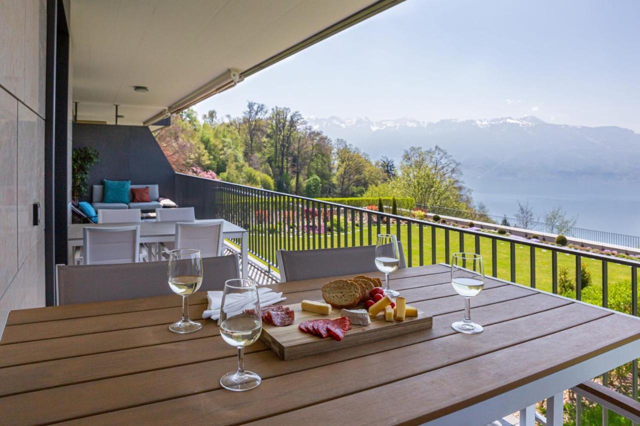 Les Terrasses De Lavaux 1 - Appartement De Luxe Avec Vue Panoramique Et Piscine Puidoux Екстер'єр фото