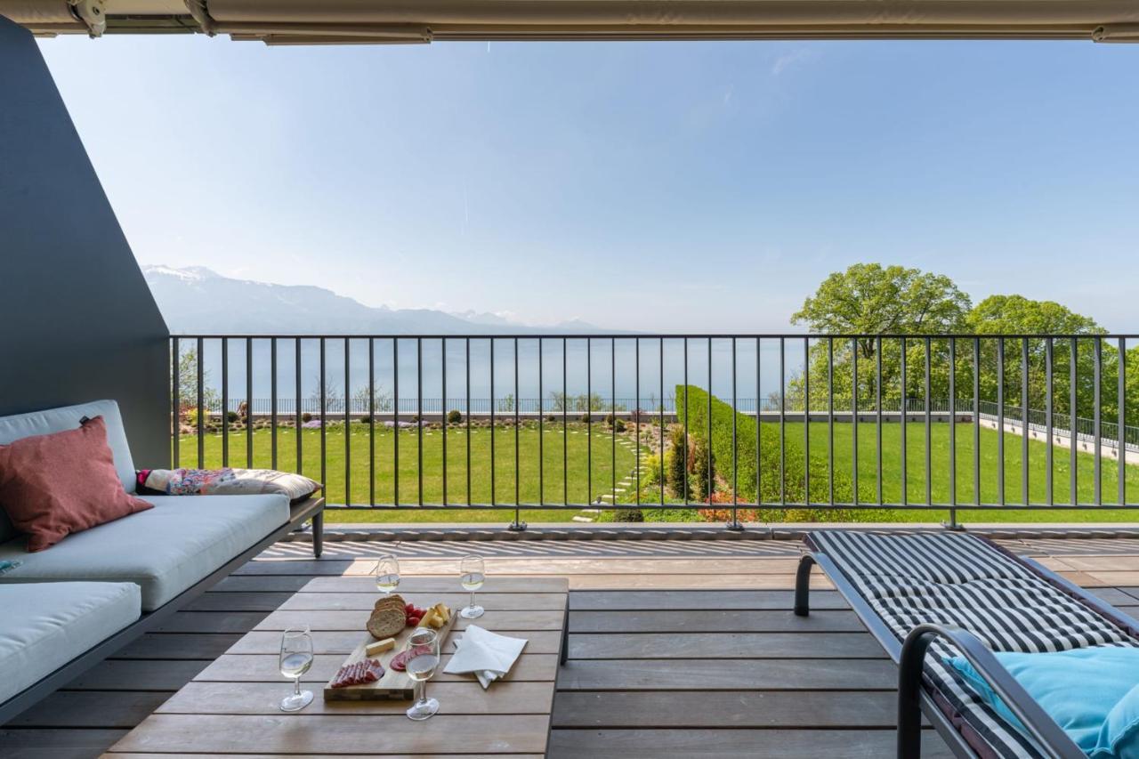 Les Terrasses De Lavaux 1 - Appartement De Luxe Avec Vue Panoramique Et Piscine Puidoux Екстер'єр фото