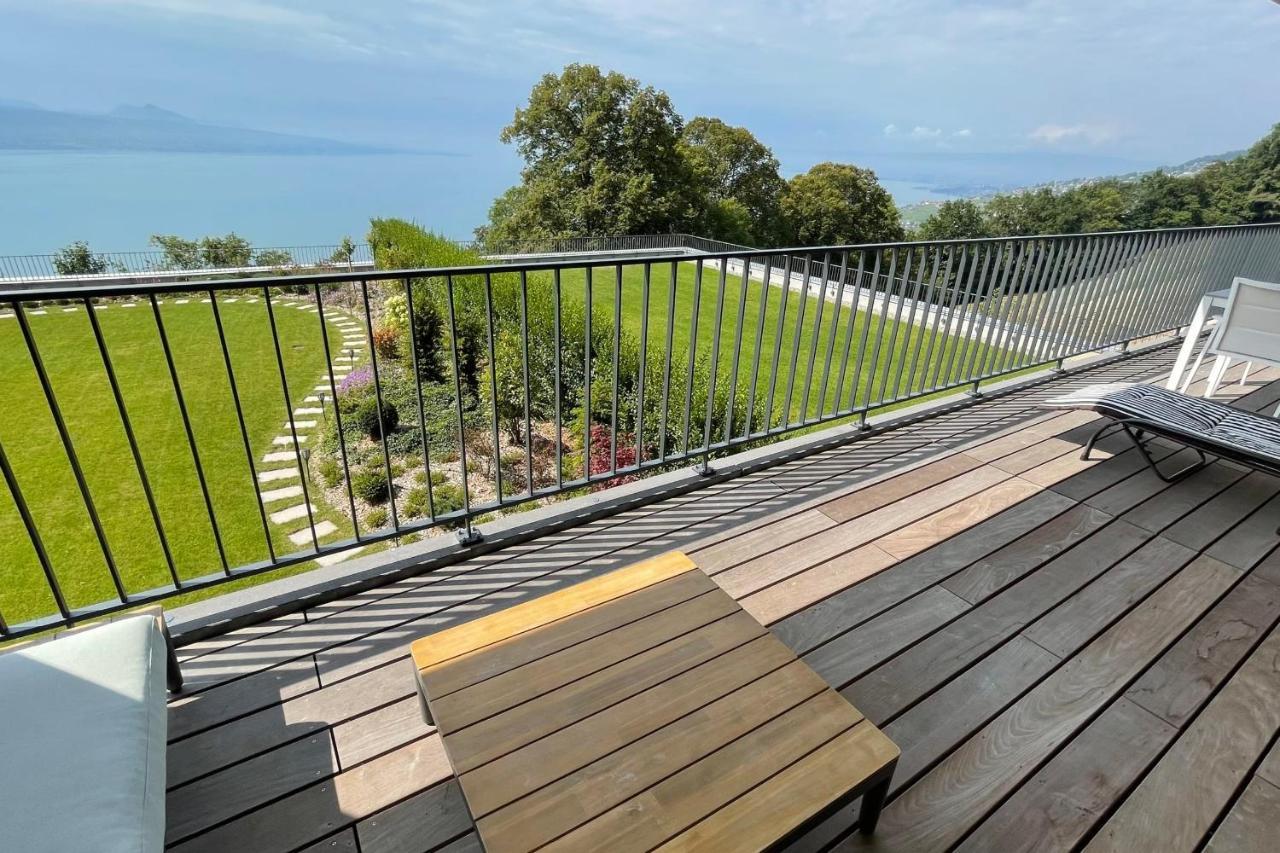 Les Terrasses De Lavaux 1 - Appartement De Luxe Avec Vue Panoramique Et Piscine Puidoux Екстер'єр фото